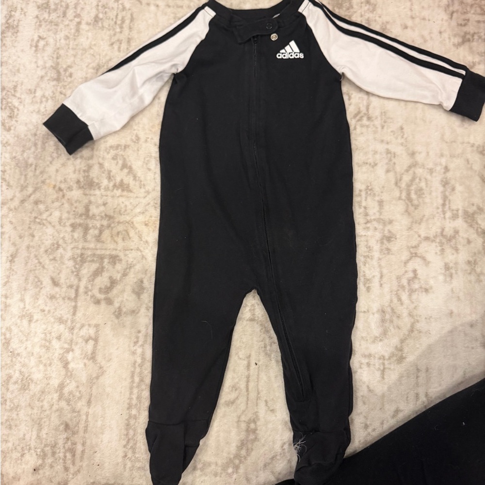 Adidas Kids Black and White Footed One Piece